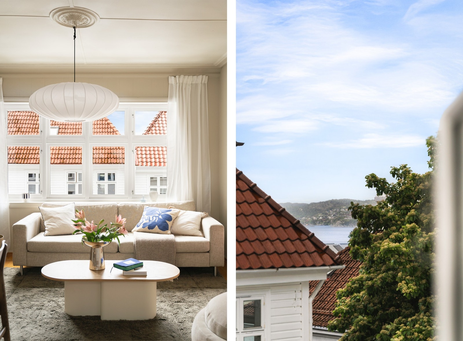 Legg merke til den store vindusflaten som slipper inn godt med naturlig lys. Fra stuen får du også et sjøgløtt. Galleribilde