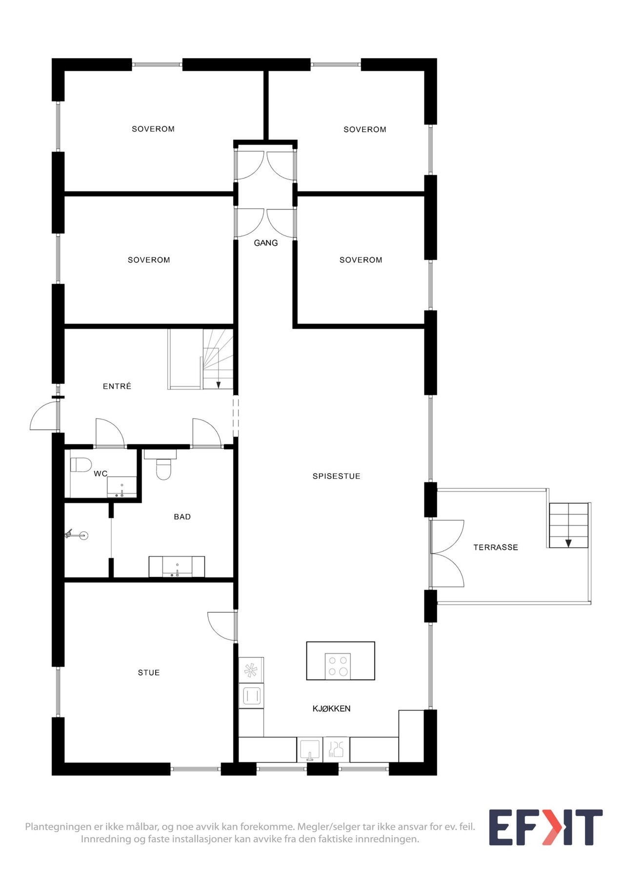 La oss se på boligens hovedetasje (1.etg). Galleribilde