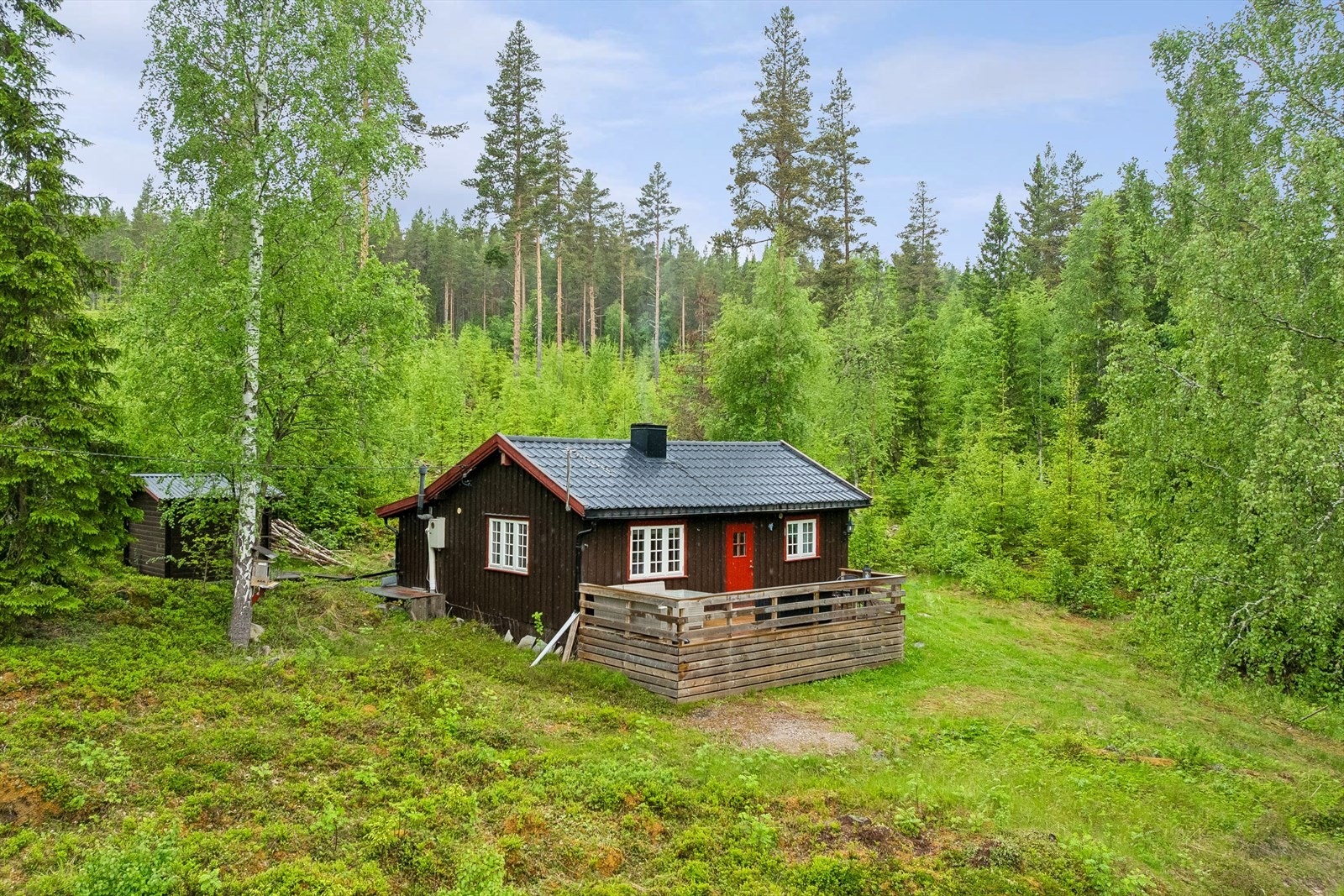 Eiendommen ligger usjenert til på en naturtomt, omgitt av skog. Galleribilde