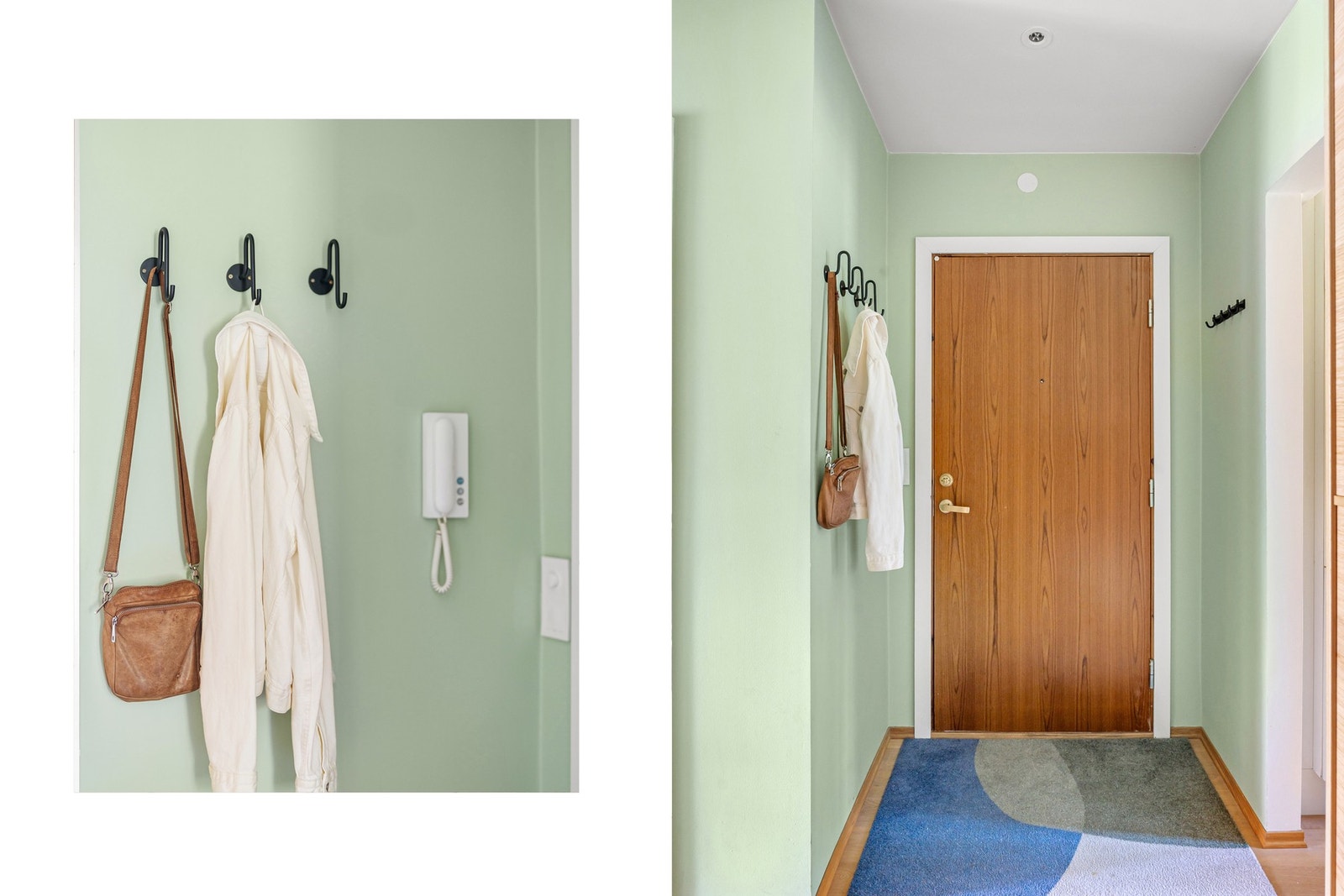 Innbydende inngangsparti med knagger til oppheng av tøy. Boligen disponerer en stor kjellerbod på ca. 11,4 m². Galleribilde