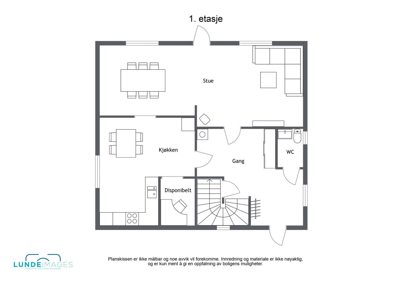 Plantegning 1. etasje - ikke målbar Galleribilde