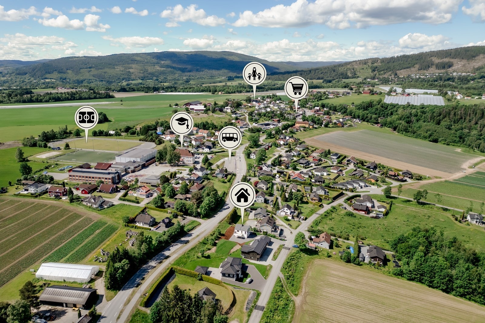Boligen har en meget sentral og barnevennlig beliggenhet i Sylling. Herfra er det gangavstander til det meste. Galleribilde