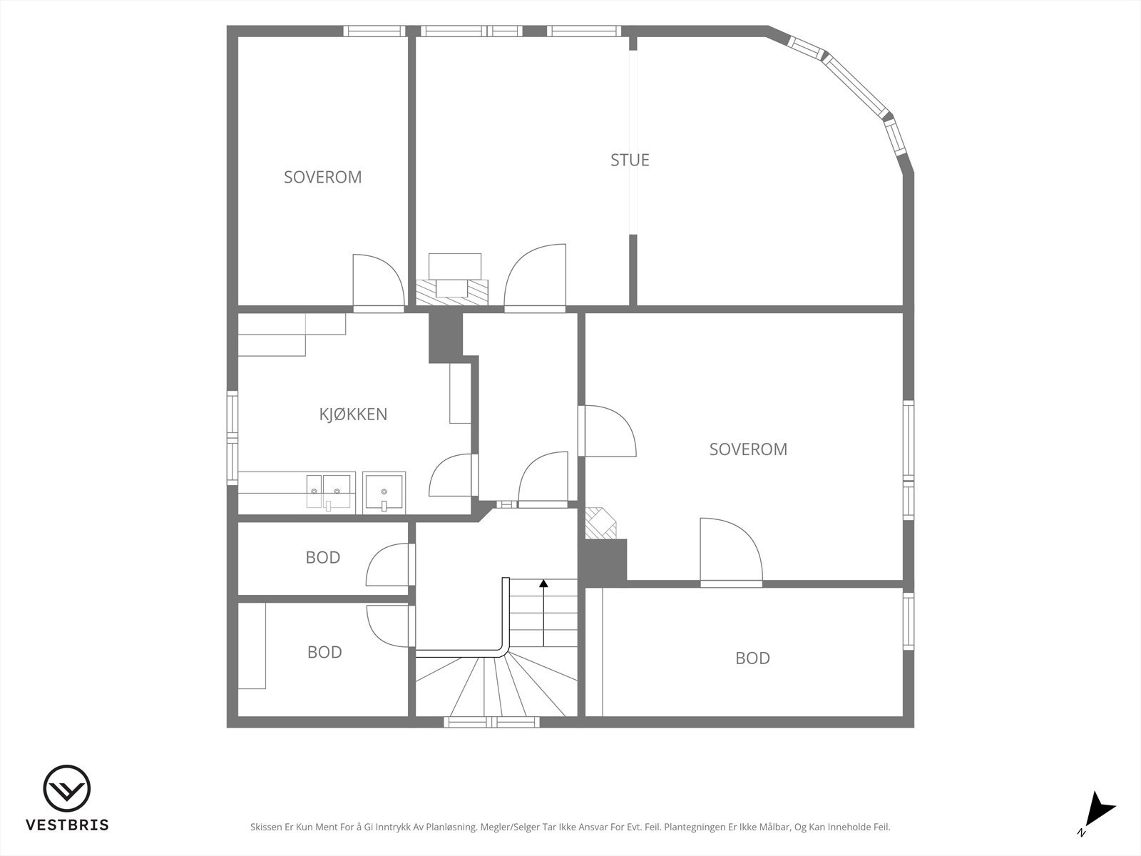 Plantegning loftsetasje - Boenhet. Galleribilde