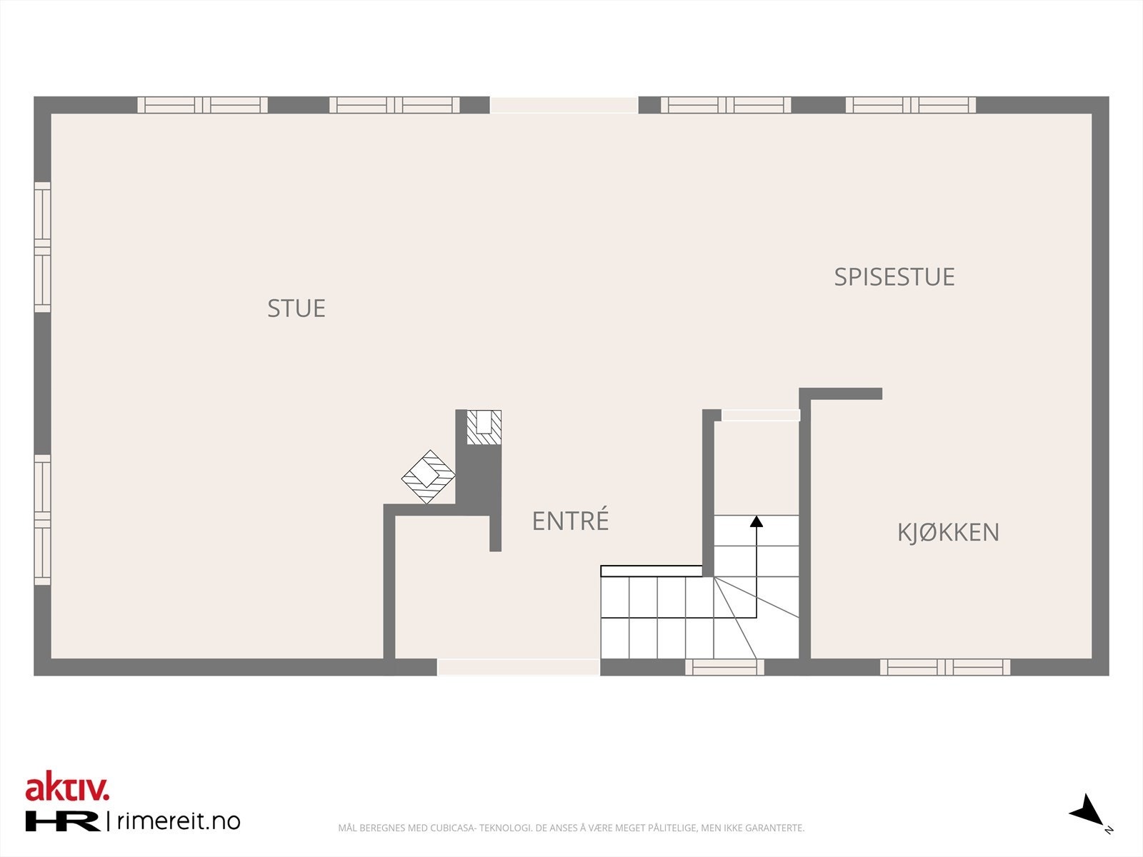Plantegning hovedetasje hytte (opprinnelig bygg). Galleribilde