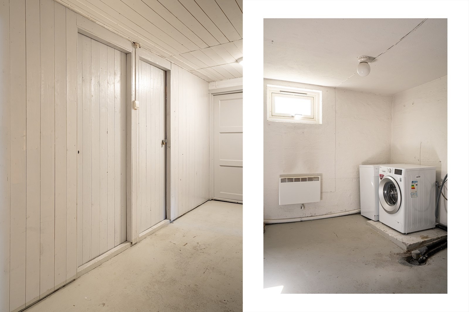 Leiligheten har godt med lagringsplass i boder i kjeller. Det er også felles vaskerom med plass til egen vaskemaskin og tørketrommel. Galleribilde
