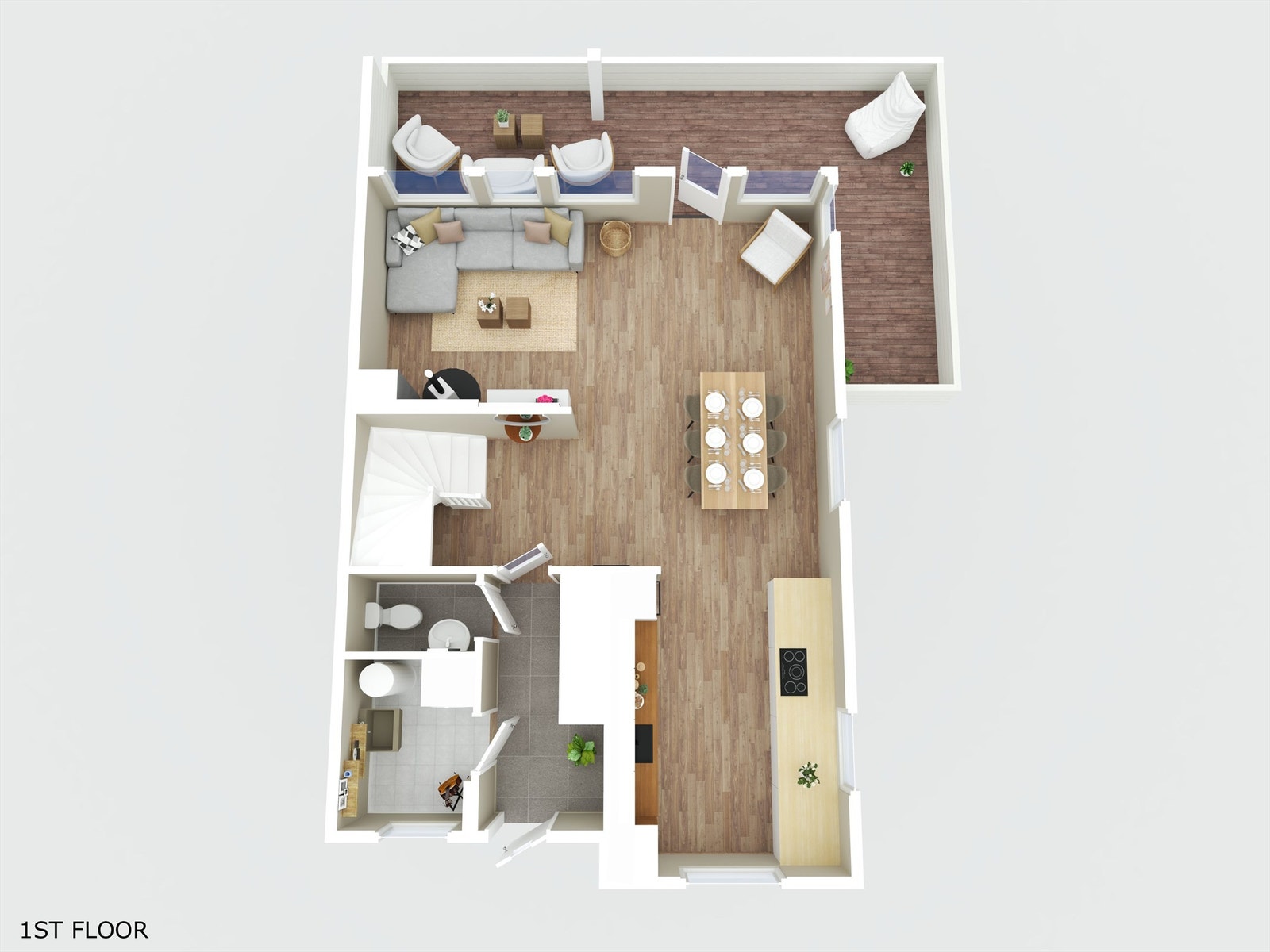 Plantegning 3D 1. etasje Galleribilde