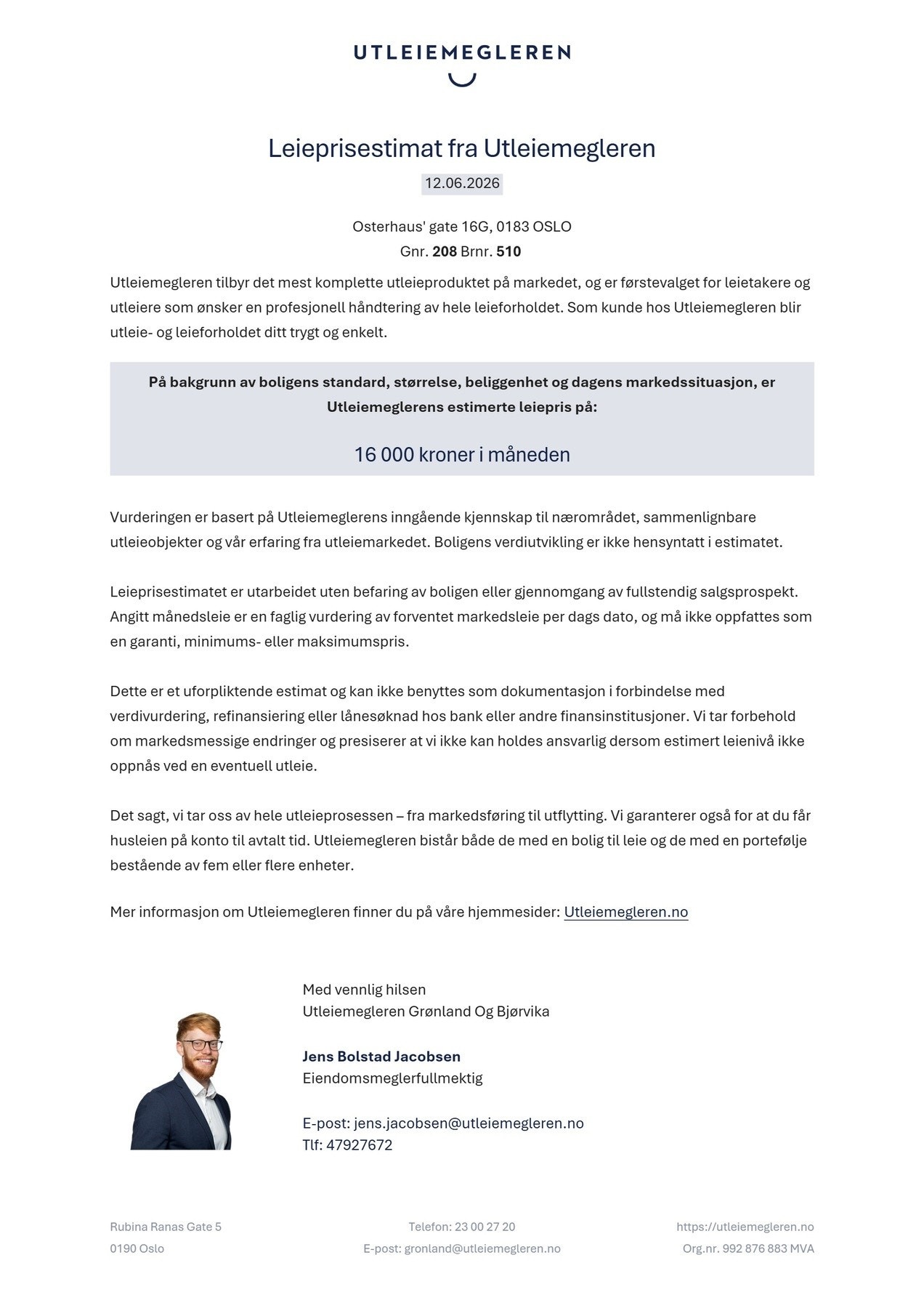 Utleieestimat. Galleribilde
