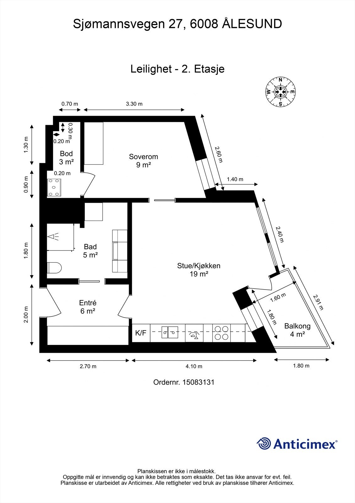 Målsatt plantegning Galleribilde