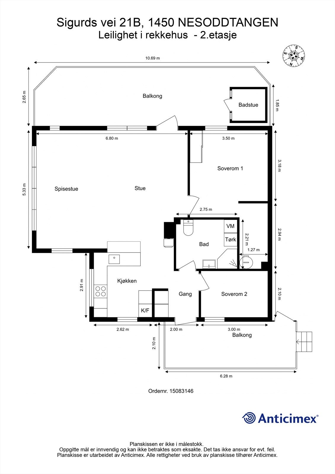 Plantegning - En gjennomgående og velholdt bolig med alt på ett plan. Galleribilde