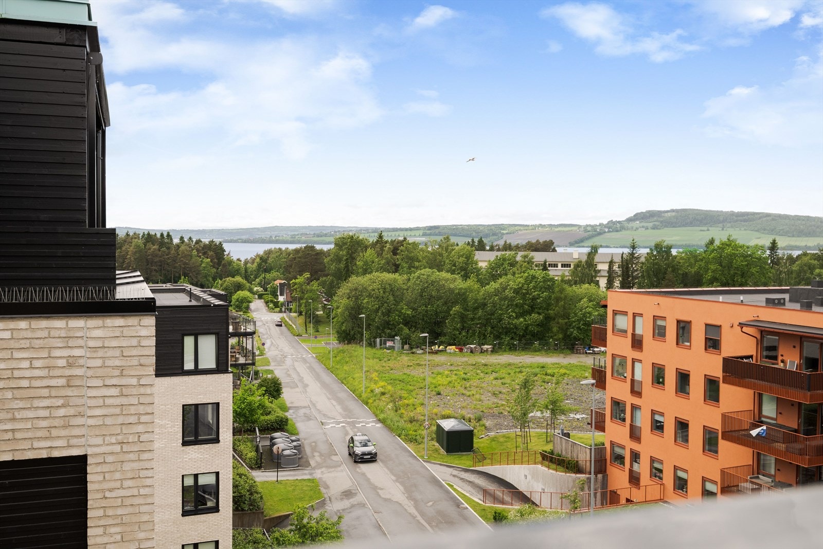 Nydelig utsikt over frodig natur og mot Mjøsa. Galleribilde