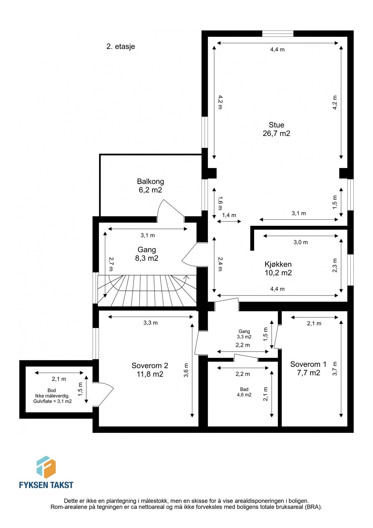 Målsatt planskisse. Galleribilde