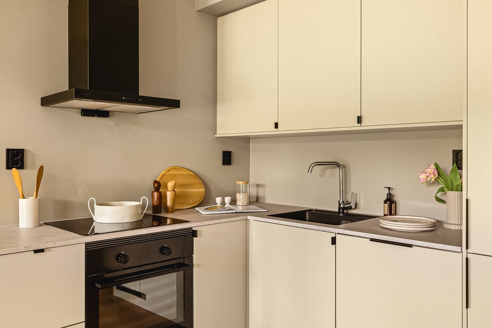 Integrerte hvitevarer (Electrolux): Stekeovn, Platetopp m/induksjon, Oppvaskmaskin og Kjøleskap/frys. Galleribilde