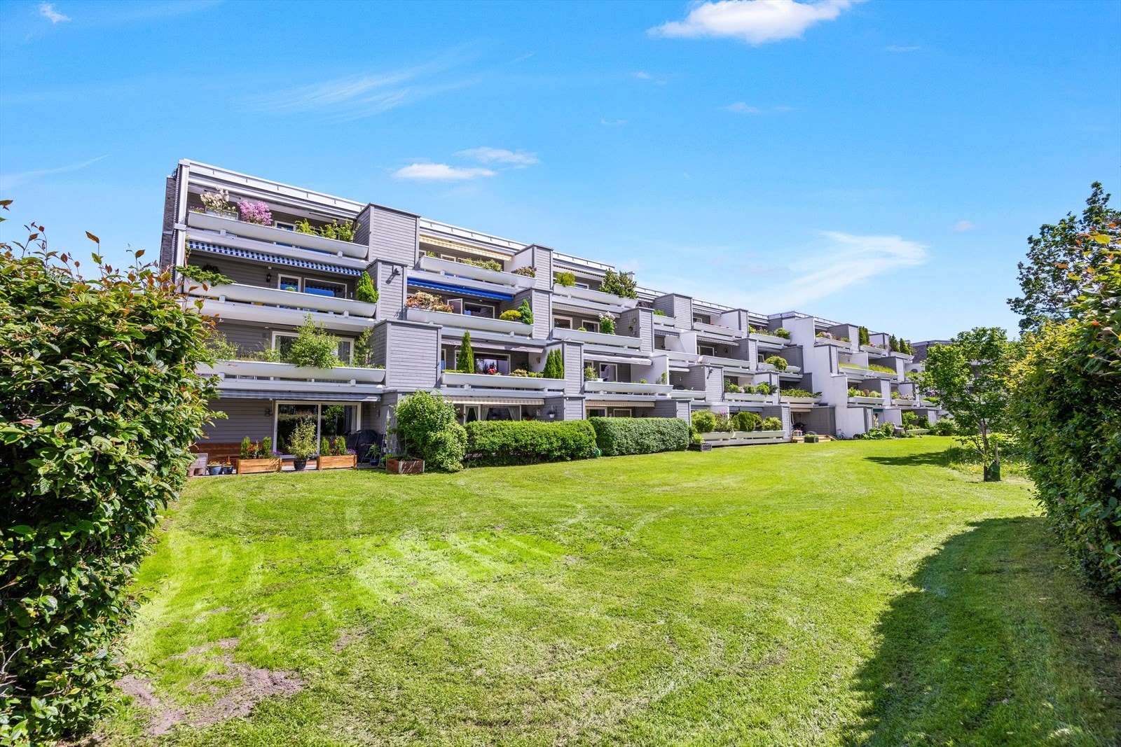 De parkmessige arealene omslutter bygget. Galleribilde