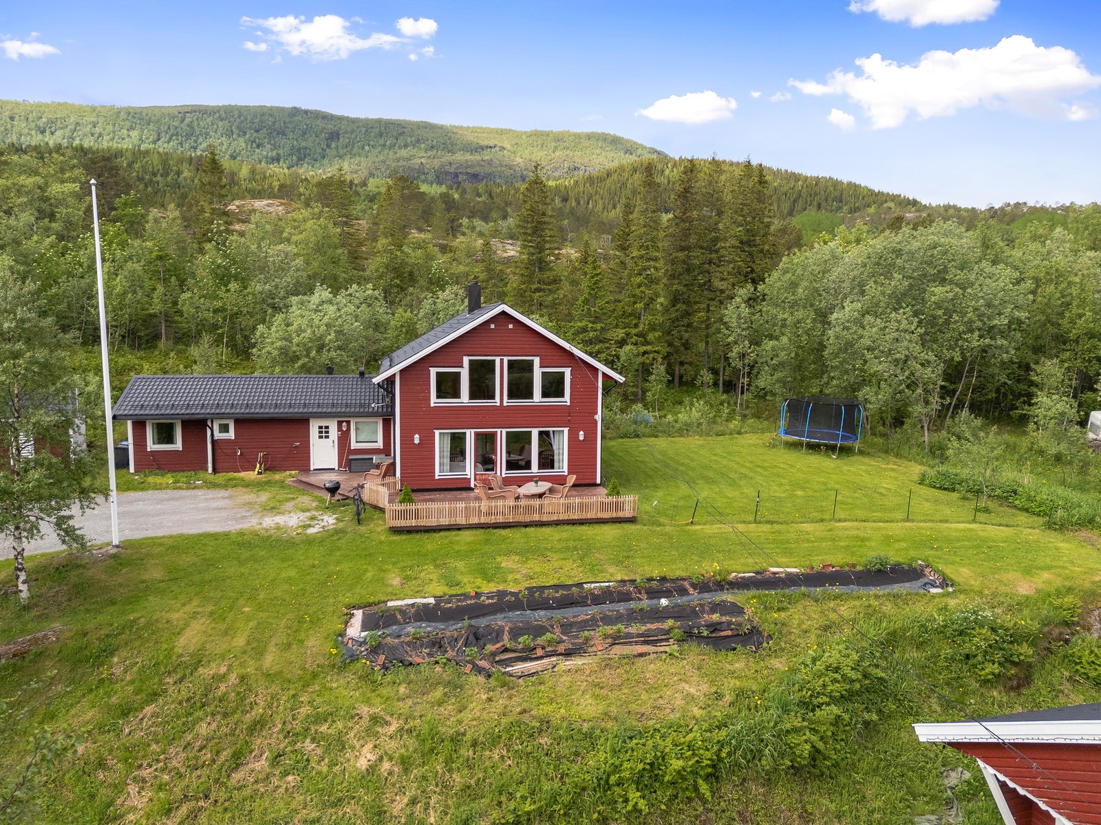 Stor og solrik tomt på ca. 10 mål - her får man god boltreplass og mange muligheter! Galleribilde