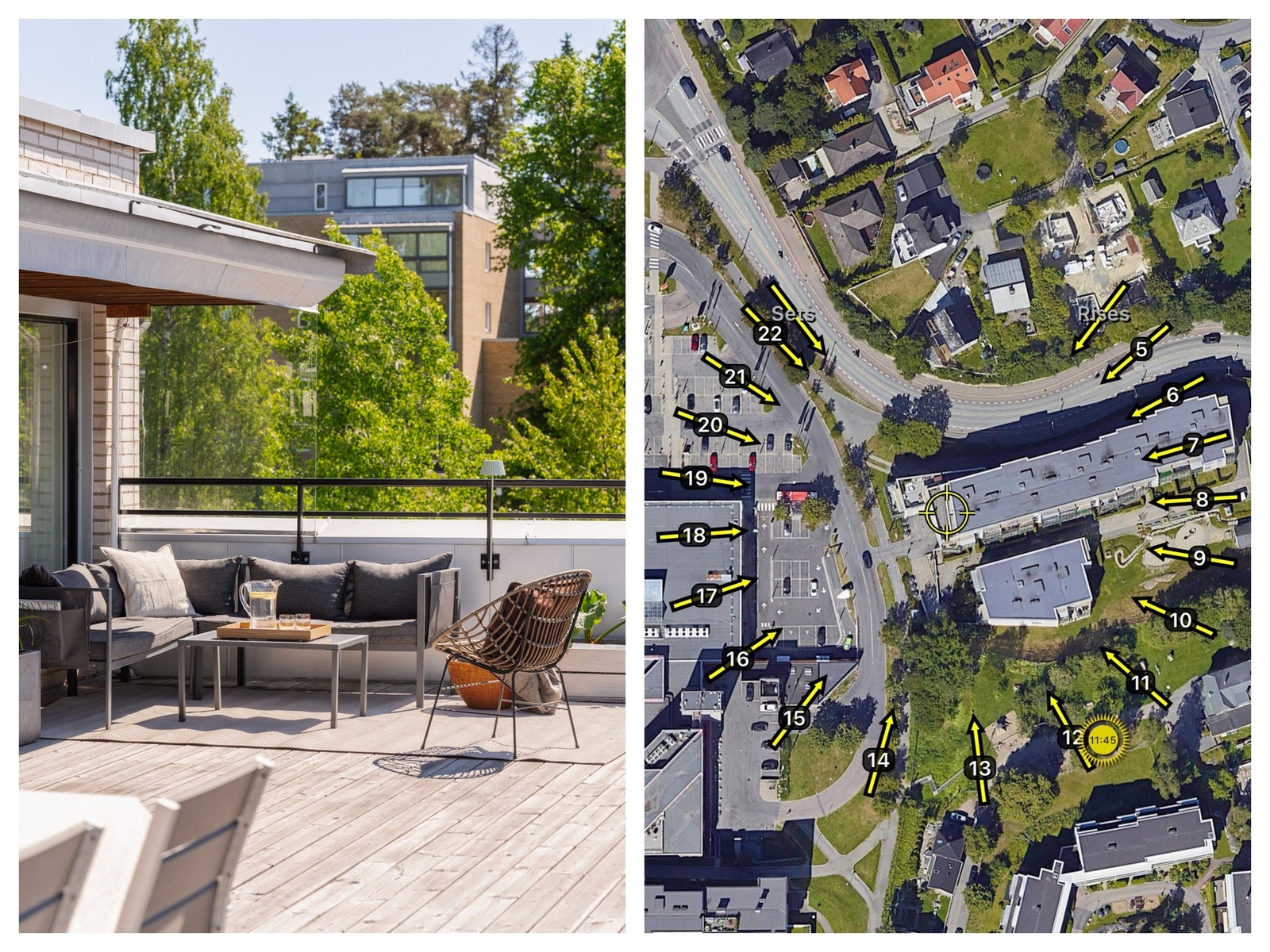Solkart som viser solgangen i perioden juni/juli. Galleribilde
