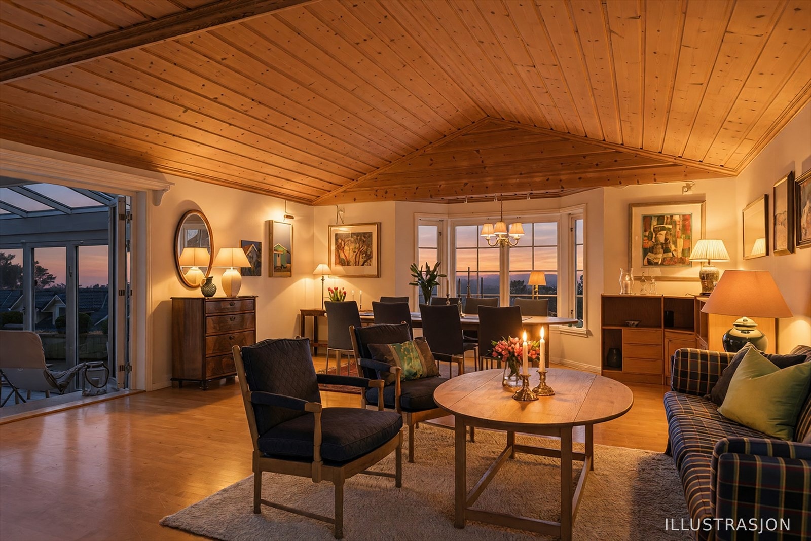 Kveldsstemning i stuen. Galleribilde