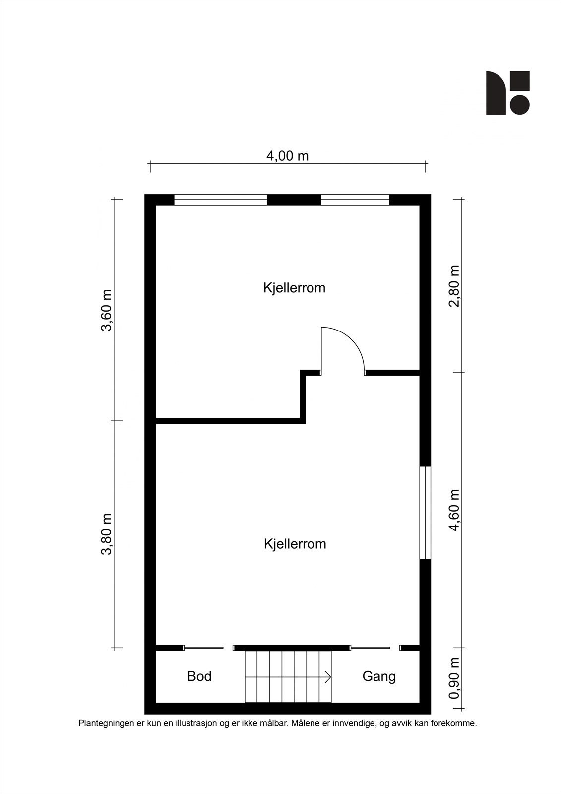 Kjelleren inneholder to innredede rom og bodplass. Galleribilde
