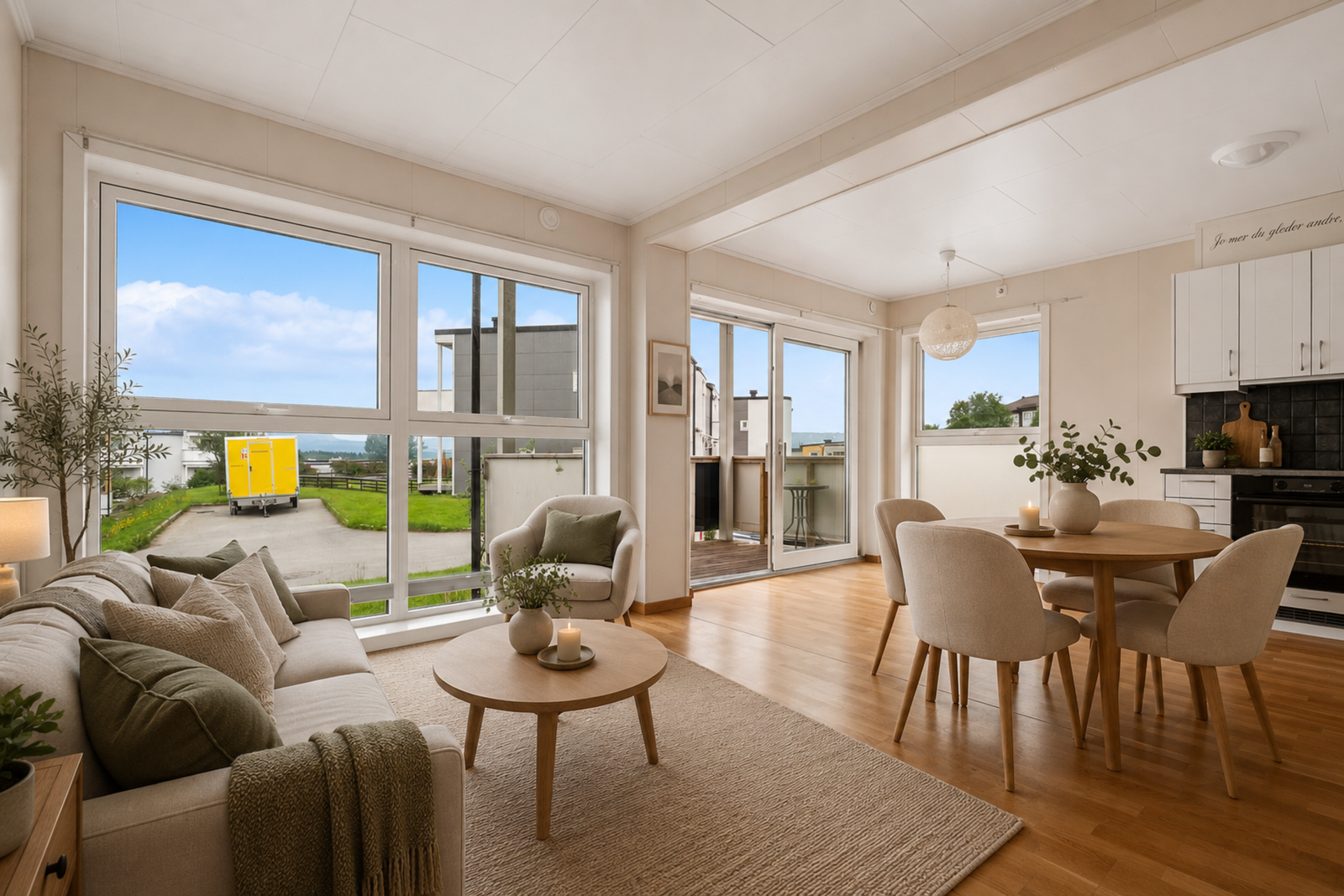 Leiligheten er utstyrt med balansert ventilasjon, som sikrer et godt inneklima. (Digital styling) Galleribilde
