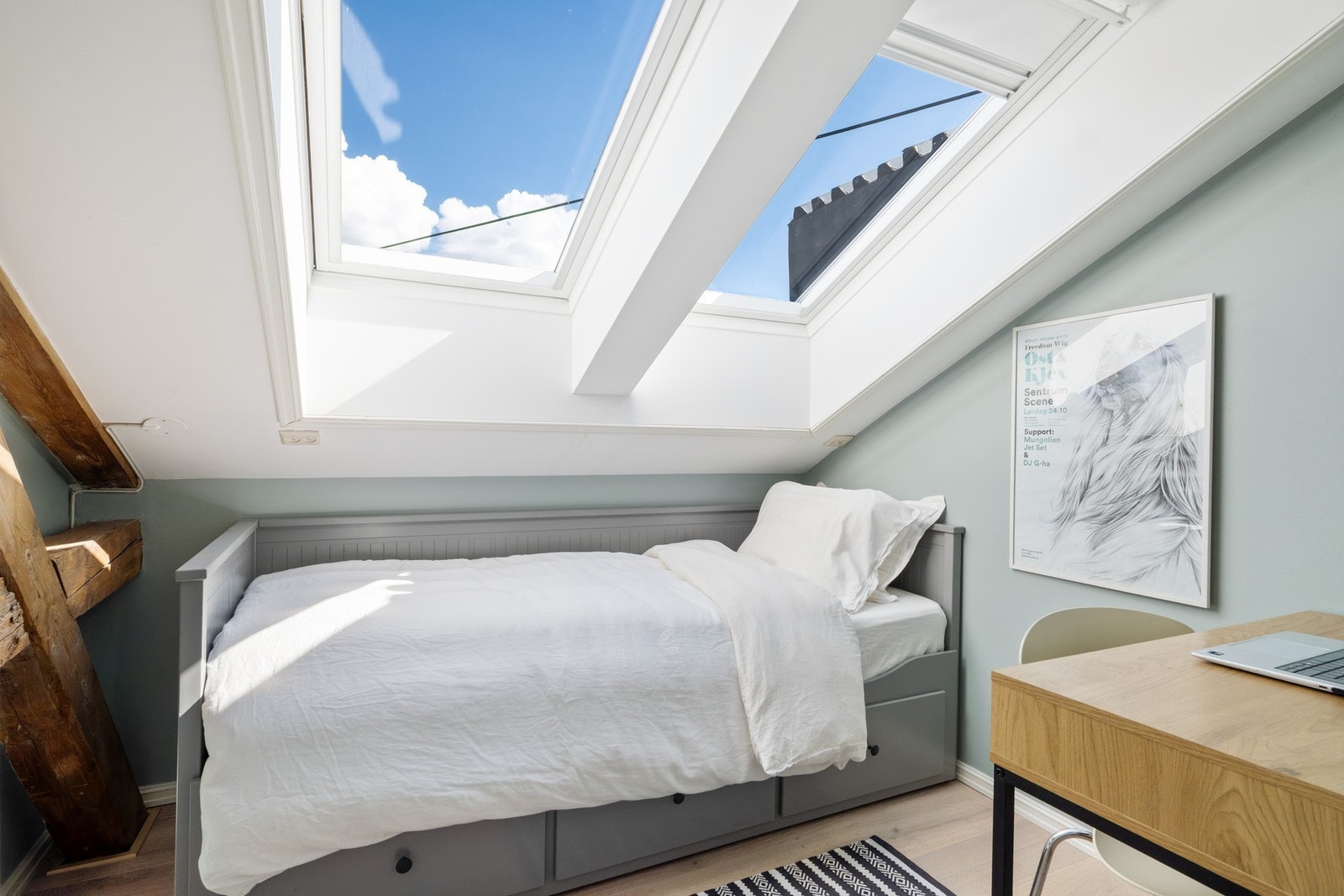 Boligen har ett byggemeldt soverom, og i tillegg et disponibelt rom som i dag er innredet som ekstra soverom. Galleribilde
