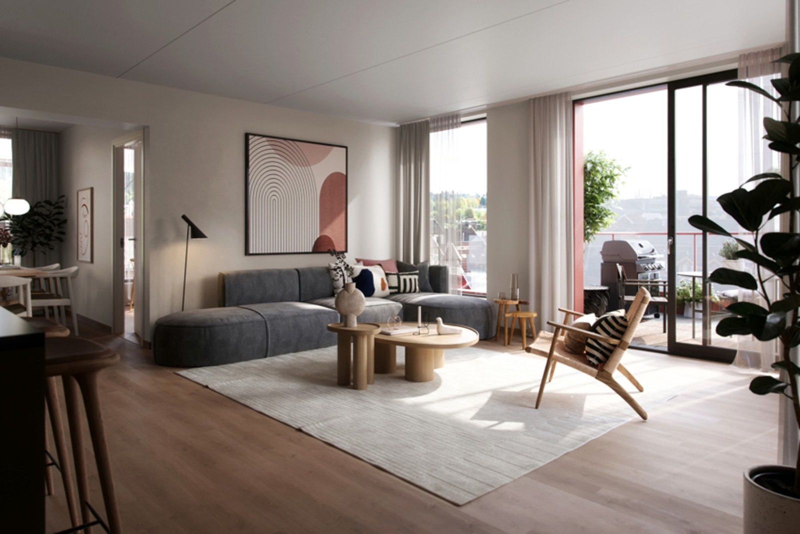 Store vindusflater byr på godt lysinnslipp. Bilde er ikke av selve leiligheten, kun ment som illustrasjon. Galleribilde