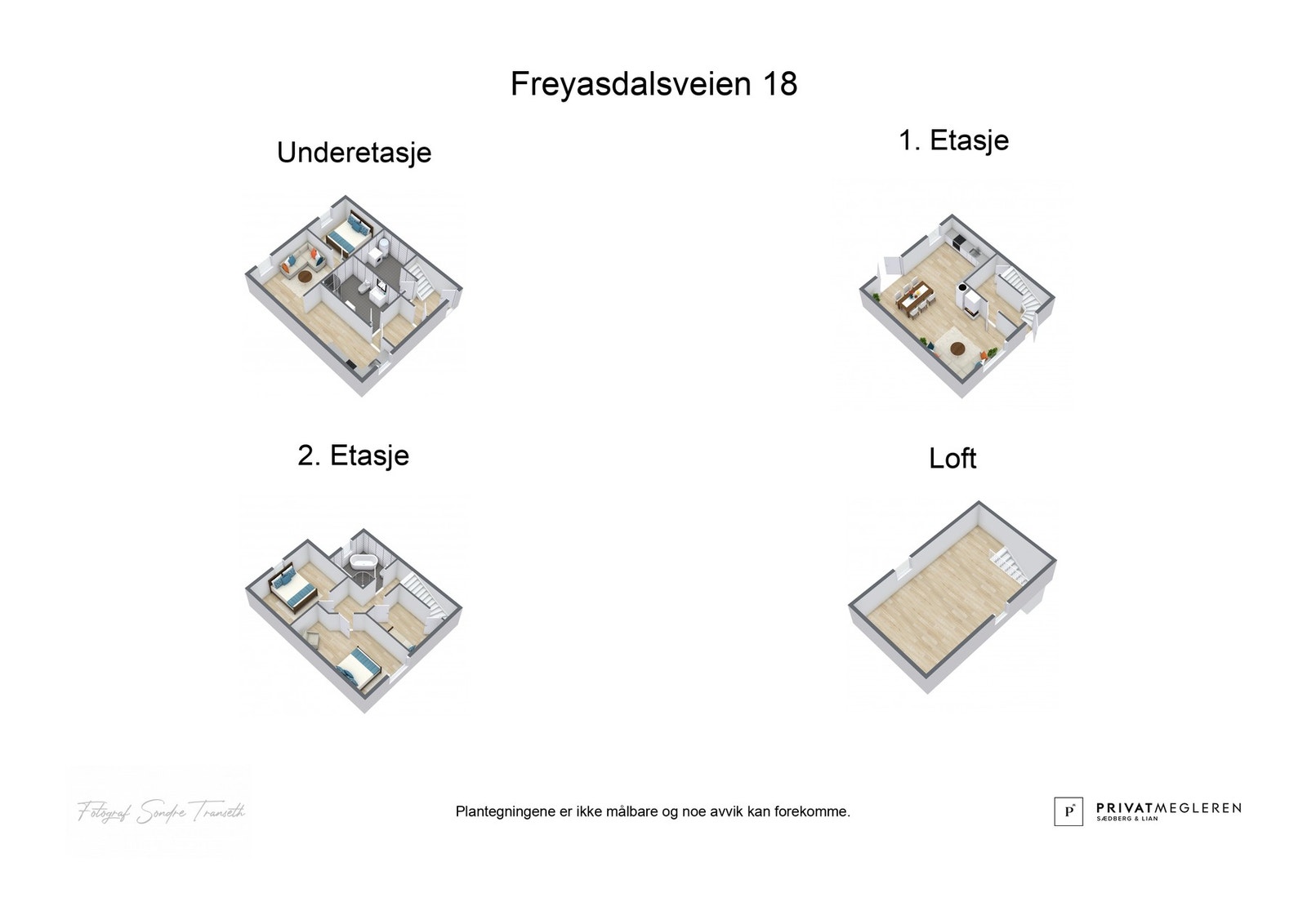 3D plantegninger alle etasjene - laget av fotograf Galleribilde