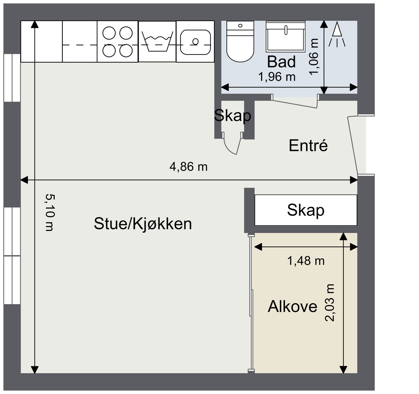 Planskisse. Tegningen er ikke målbar og avvik kan forekomme. Galleribilde