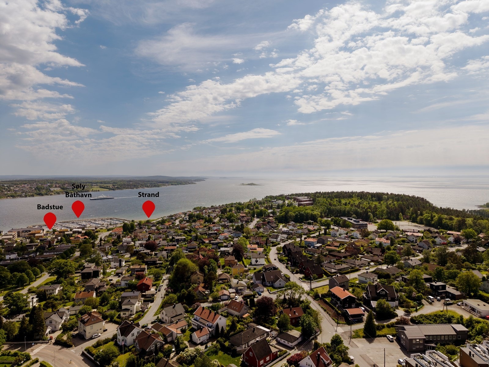 Dronebilde mot syd Galleribilde