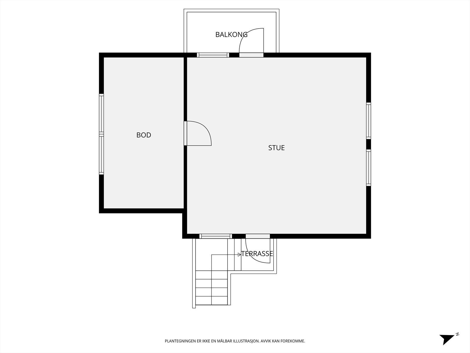Garasjebygningen har et innredet loft med stue og bod. Galleribilde