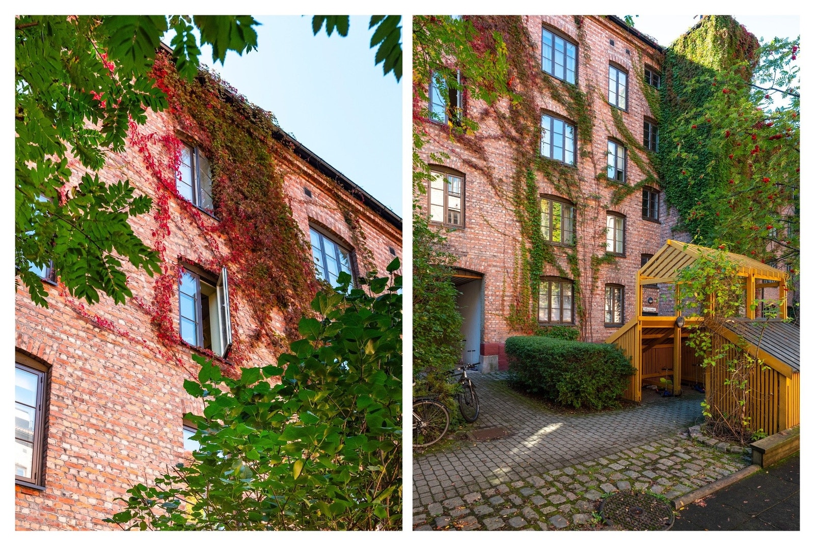 Hyggelig inngangsparti omgitt av grønne omgivelser Galleribilde