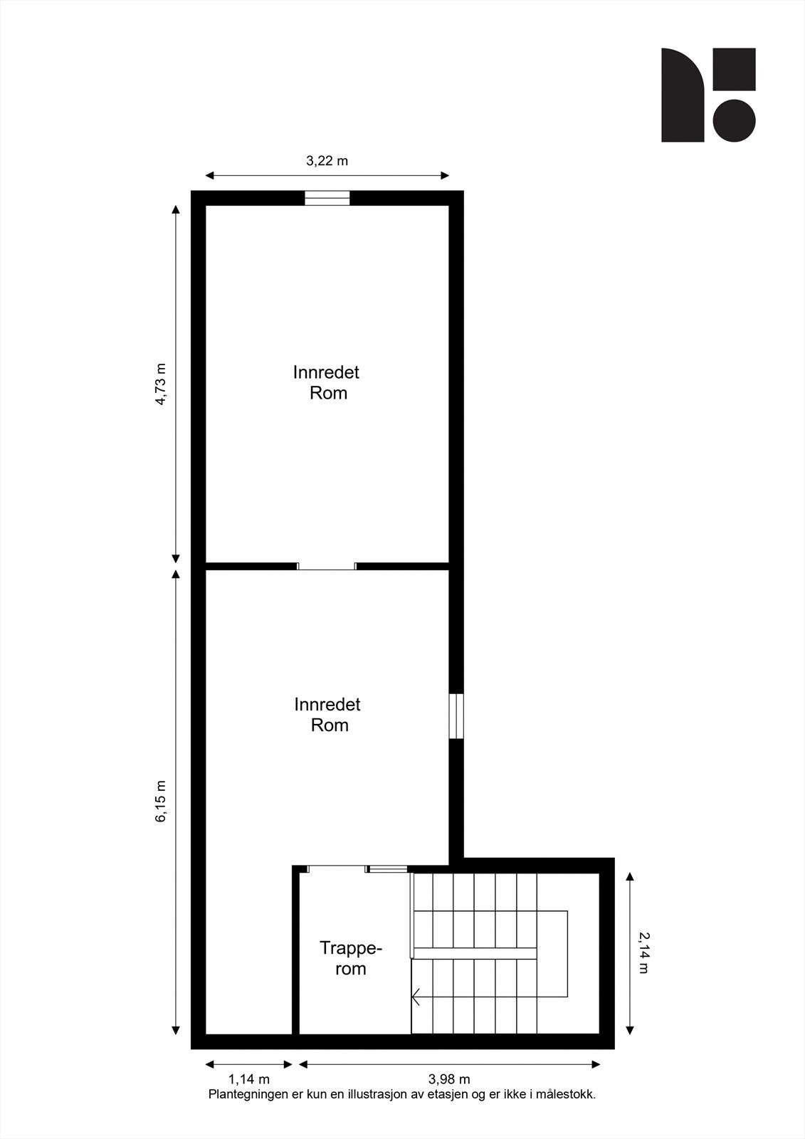 Plantegning øverste etasje. Galleribilde