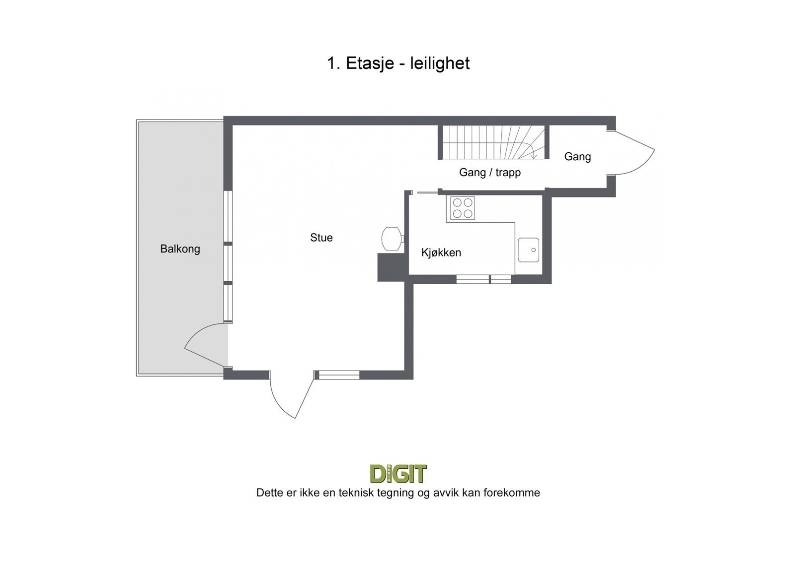 Plantegning Utleieleilighet 1.etasje. Galleribilde