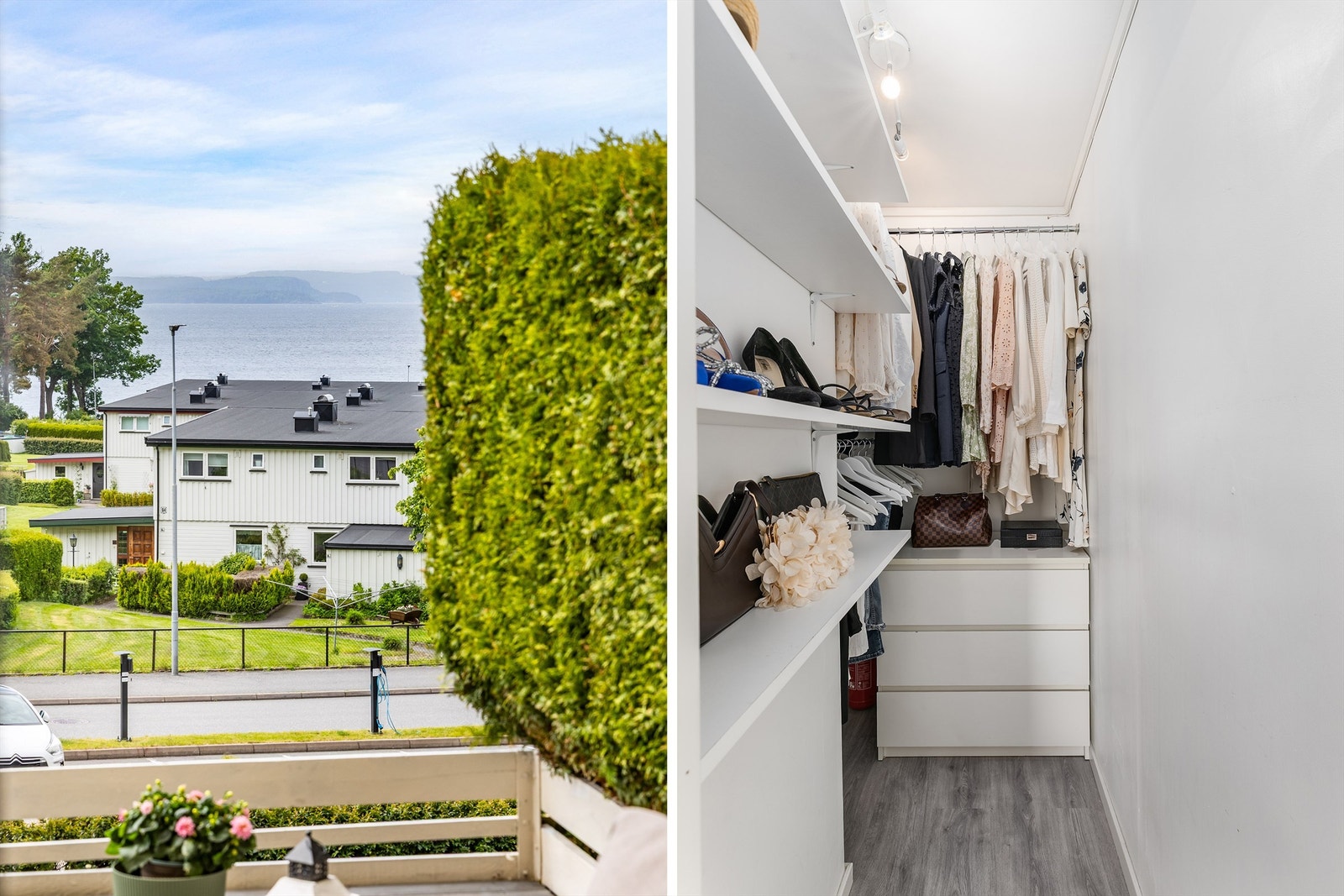 Leilighetens innvendige bod er åpnet mot soverommet og tatt i bruk som et smart walk-in closet. Bruksendring er ikke omsøkt/godkjent. Galleribilde