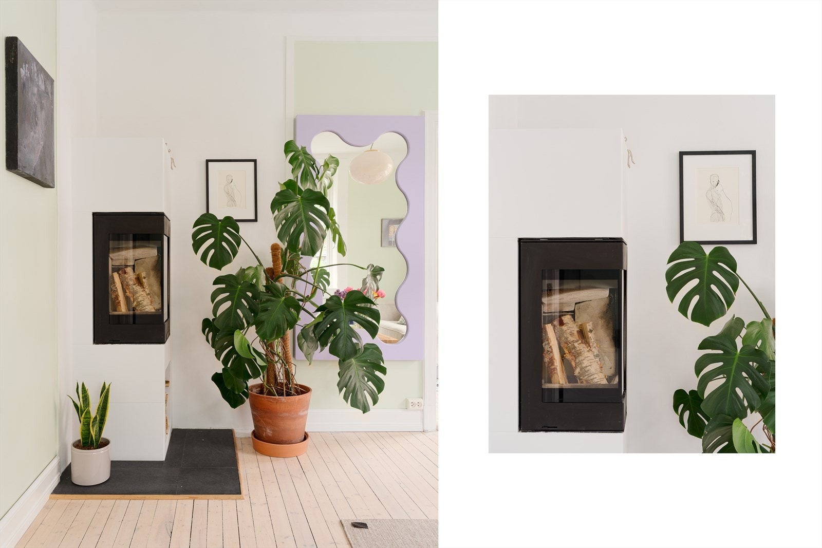 Peisovnen i stuen ble installert i 2022 og gir både varme og hygge. Galleribilde