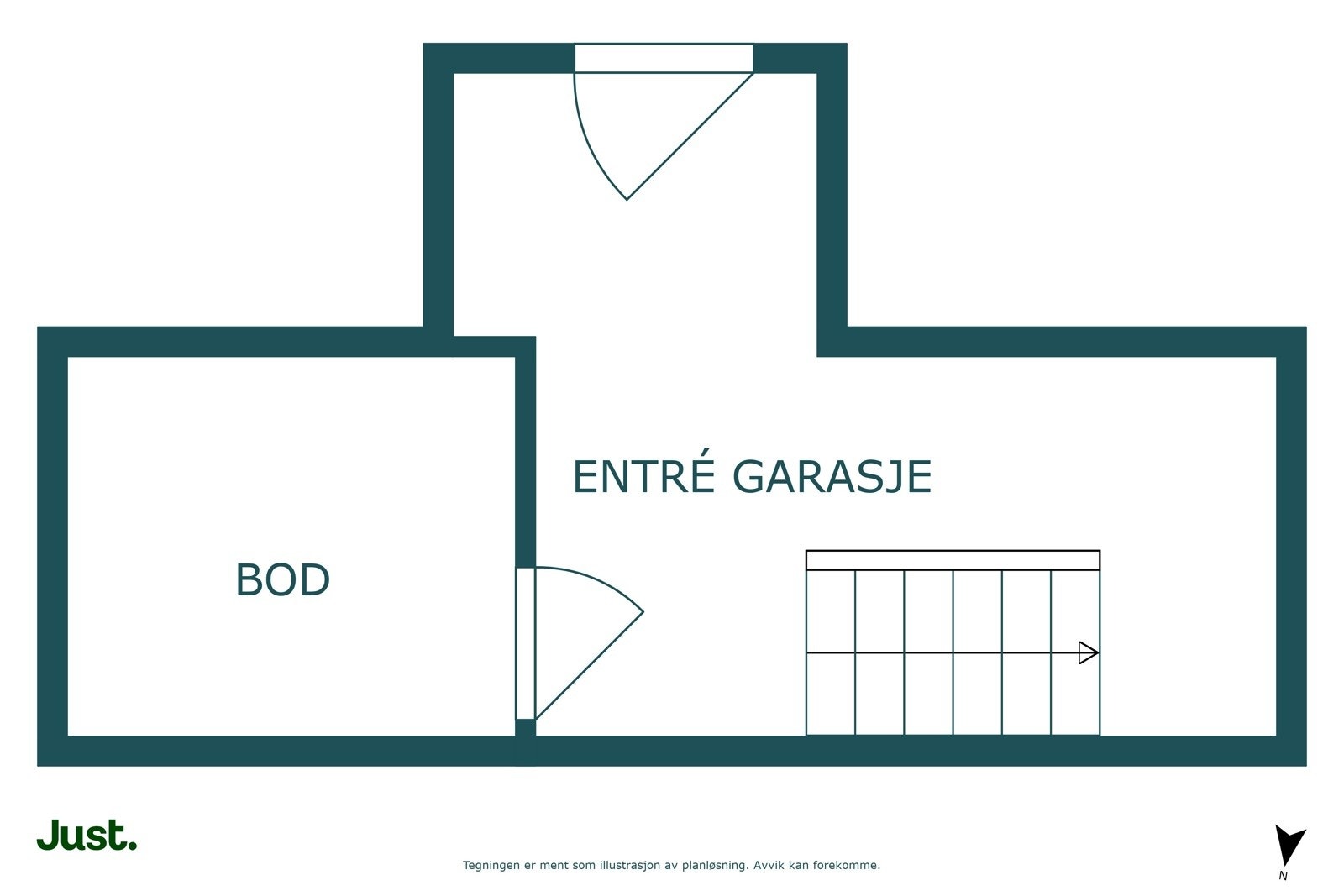Planskisse underetasje inngang garasje. Galleribilde