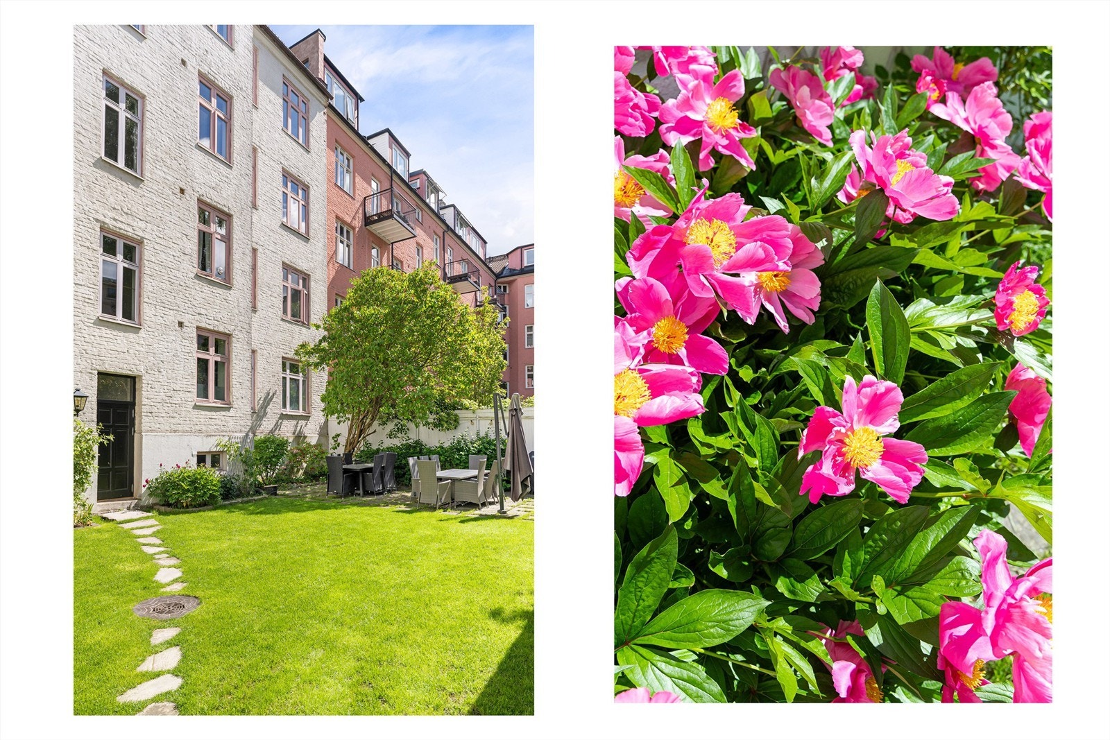 Bakgården er et skjermet og grønt fellesområde for beboerne. Galleribilde