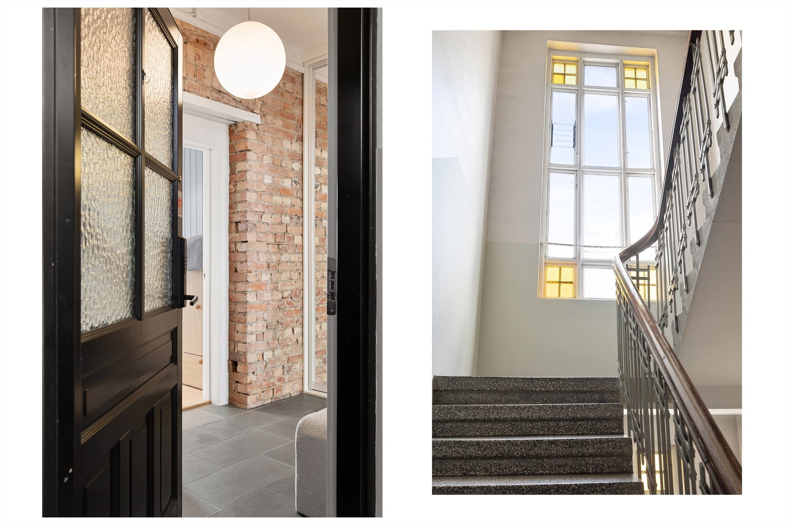 Adkomst via en lys og velholdt trappeoppgang. Inngangsdøren fra 2020 er brannsikret og utstyrt med Yale Doorman kodelås. Galleribilde