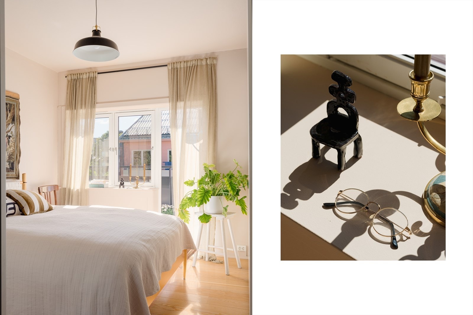 Store vindusflater gjør rommet yst og luftig, mens de duse veggfargene bidrar til en avslappende stemning. Galleribilde