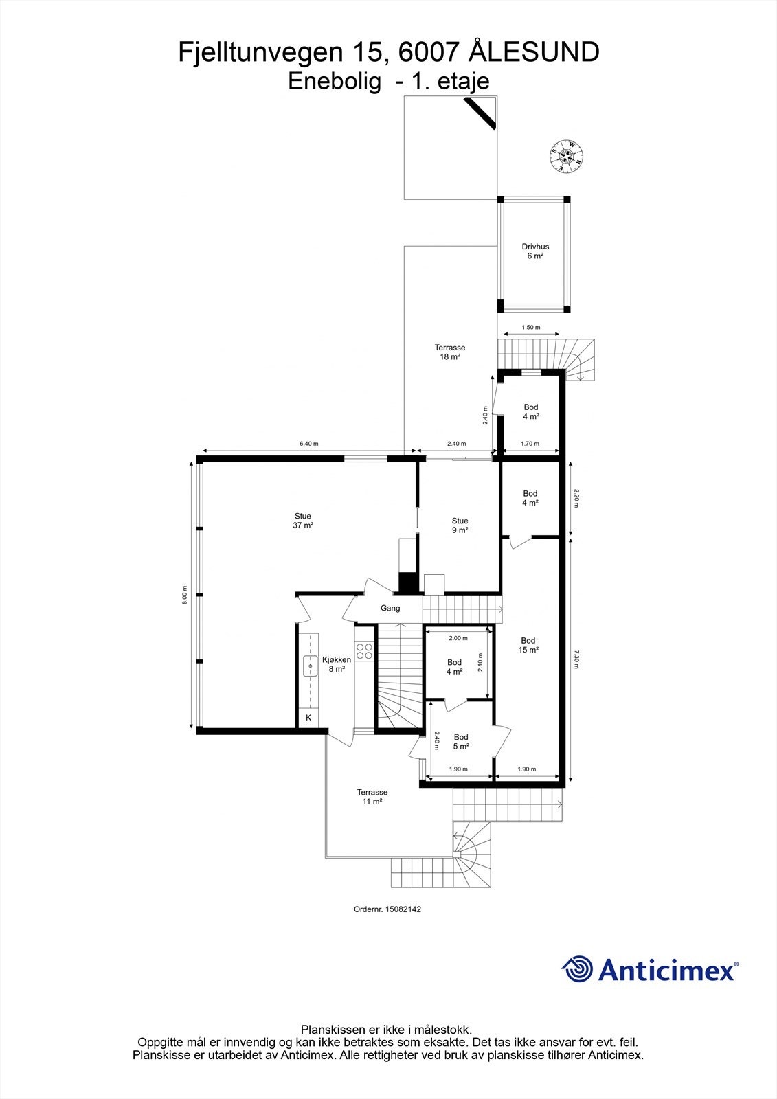 Målsatt plantegning 1. etasje Galleribilde