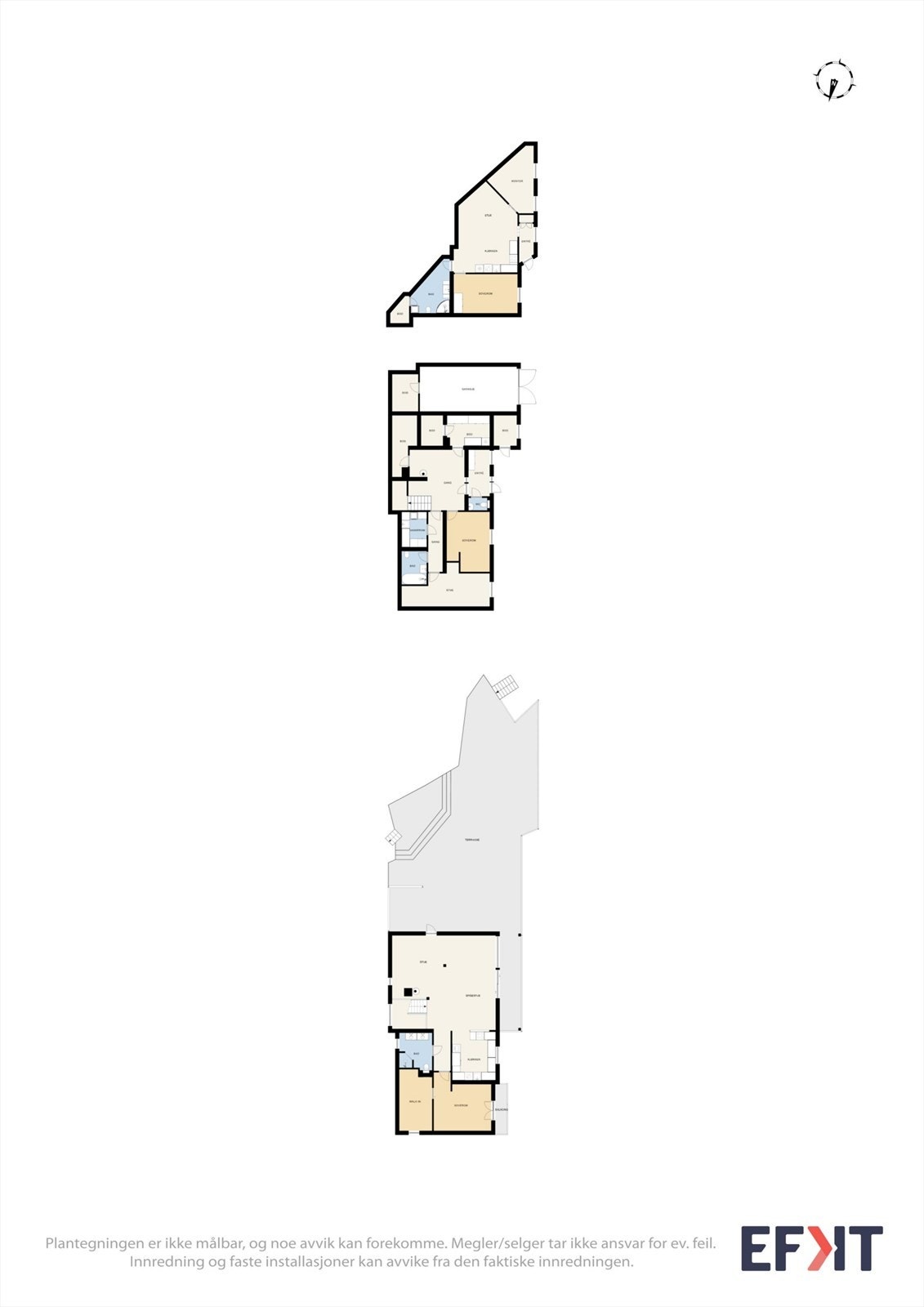 Innholdsrik eiendom over 2 plan, med flere bad, soverom, stue, uteområder m.m. Galleribilde