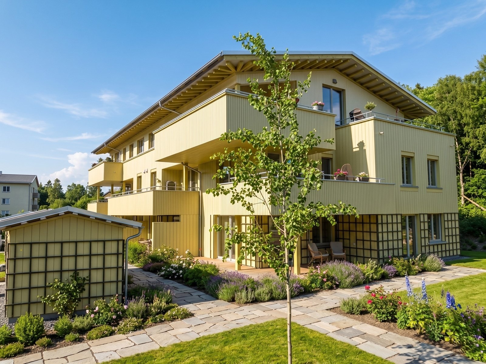 Hus 4-2. Bilfrie internveier. Bildet er redigert m. KI. Avvik vil forekomme. Galleribilde