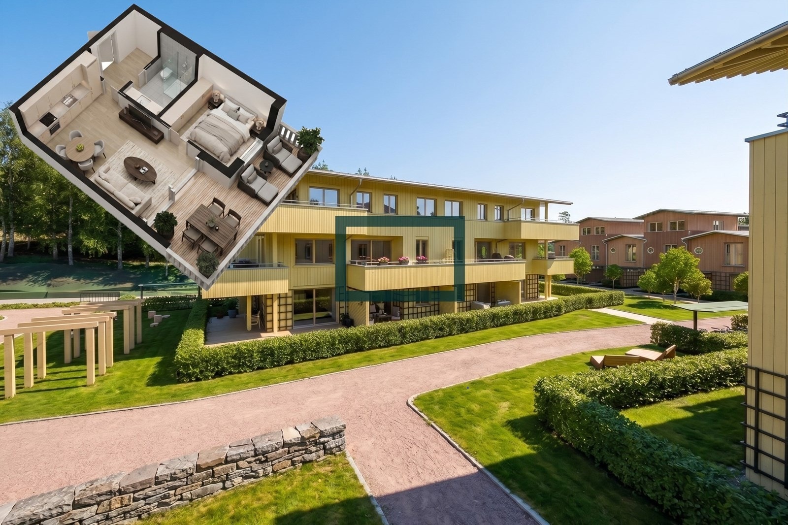 Omtrentlig plassering av leil. 59: 2-roms m/ca. 14 kvm nordvestvendt balkong i 2. etg Galleribilde
