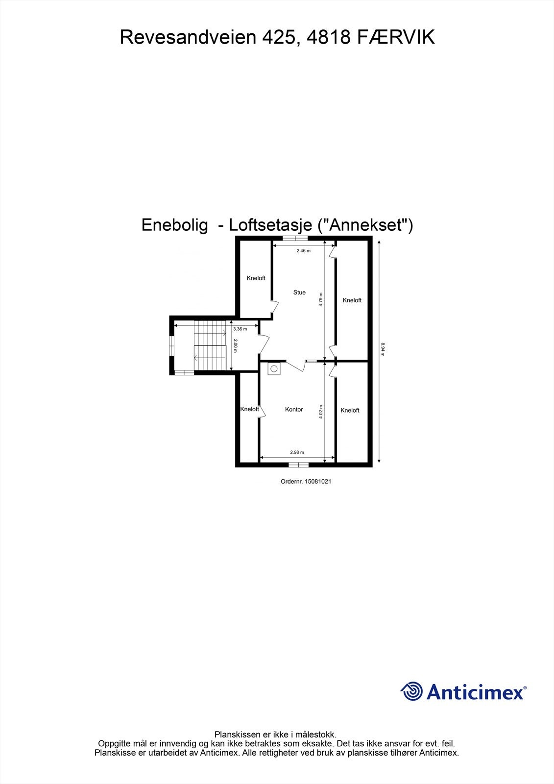 Plantegning for loftsetasjen i "Annekset". Galleribilde