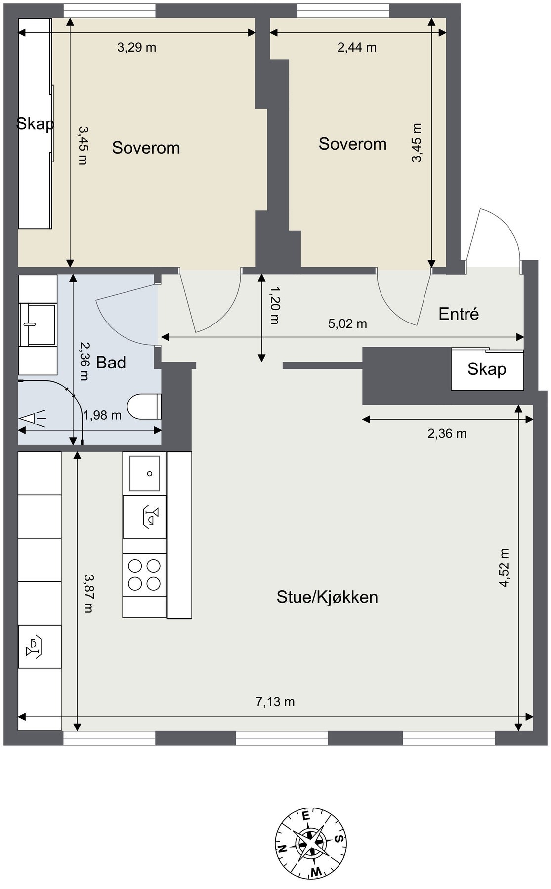 Planskisse. Tegningen er ikke målbar og avvik kan forekomme. Galleribilde