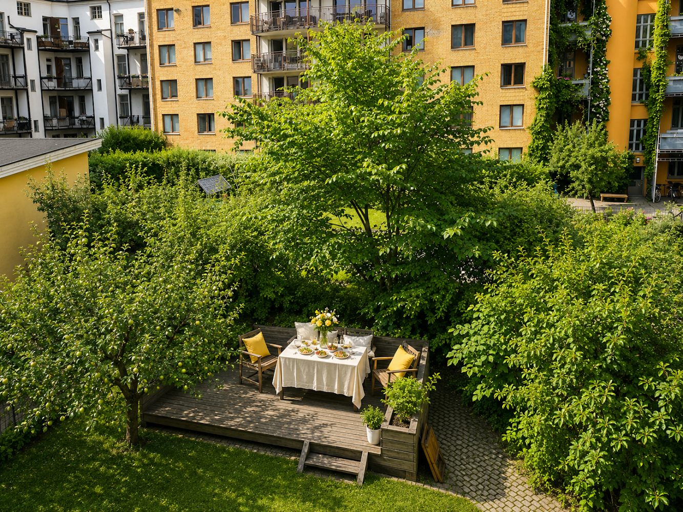 Borettslaget har en stor og veletablert bakgård. Galleribilde
