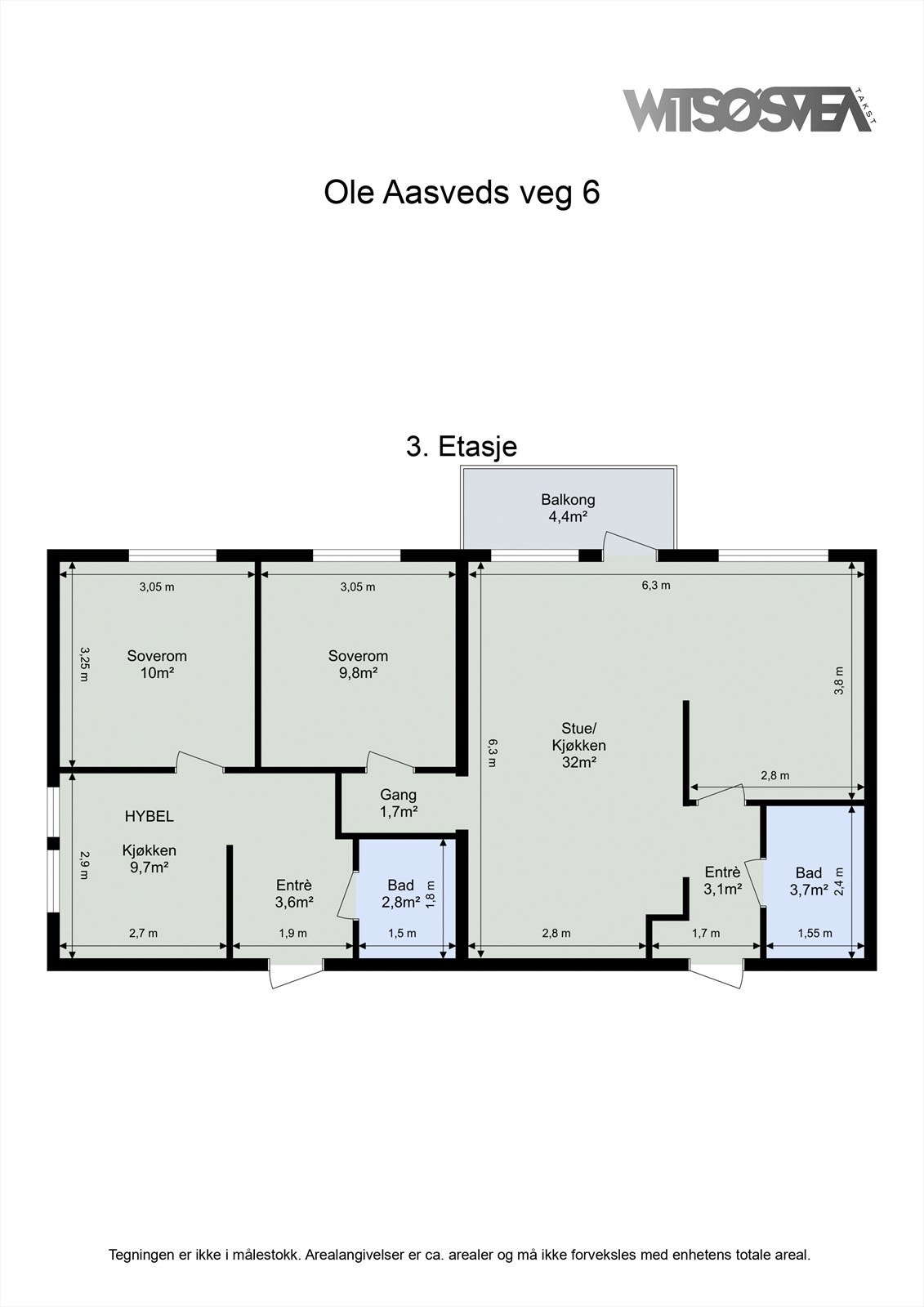 Planskisse 3. etg fra takstmann. Galleribilde