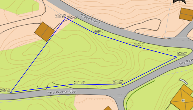 Del av tomten (ca. 1.350 m2) som vil bli fradelt Galleribilde