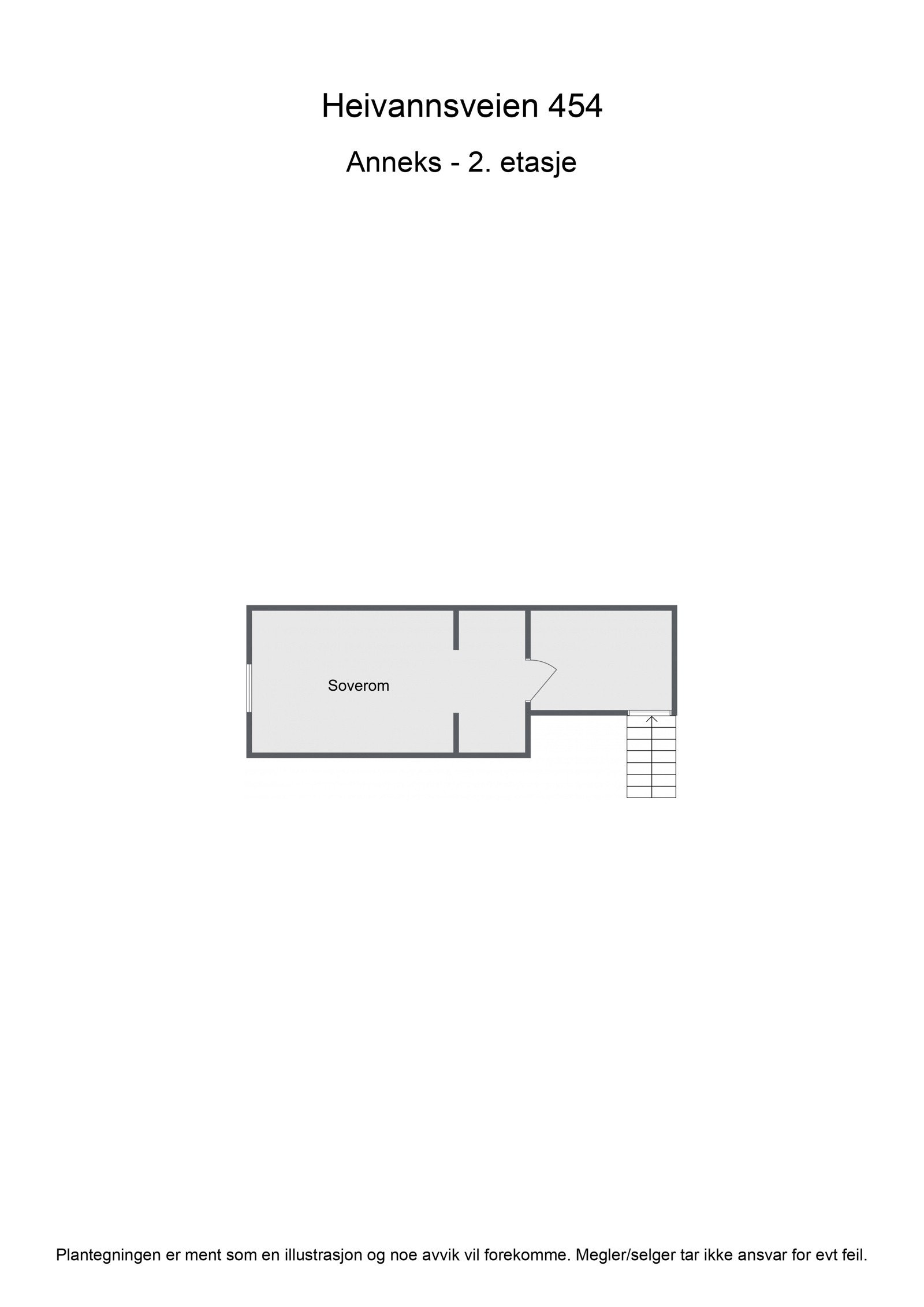 Plantegning anneks-2.etg (Det gjøres oppmerksom på at anneks fra ca. 2000 er bygd uten at nødvendig tillatelse er gitt fra kommunen.) Galleribilde