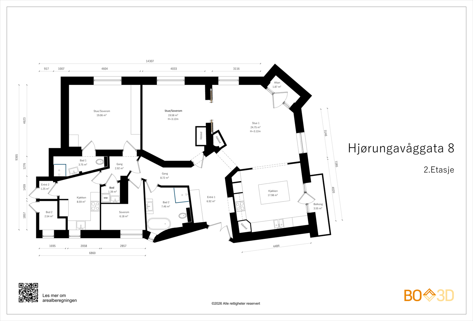 Alternativ plantegning med hybel Galleribilde