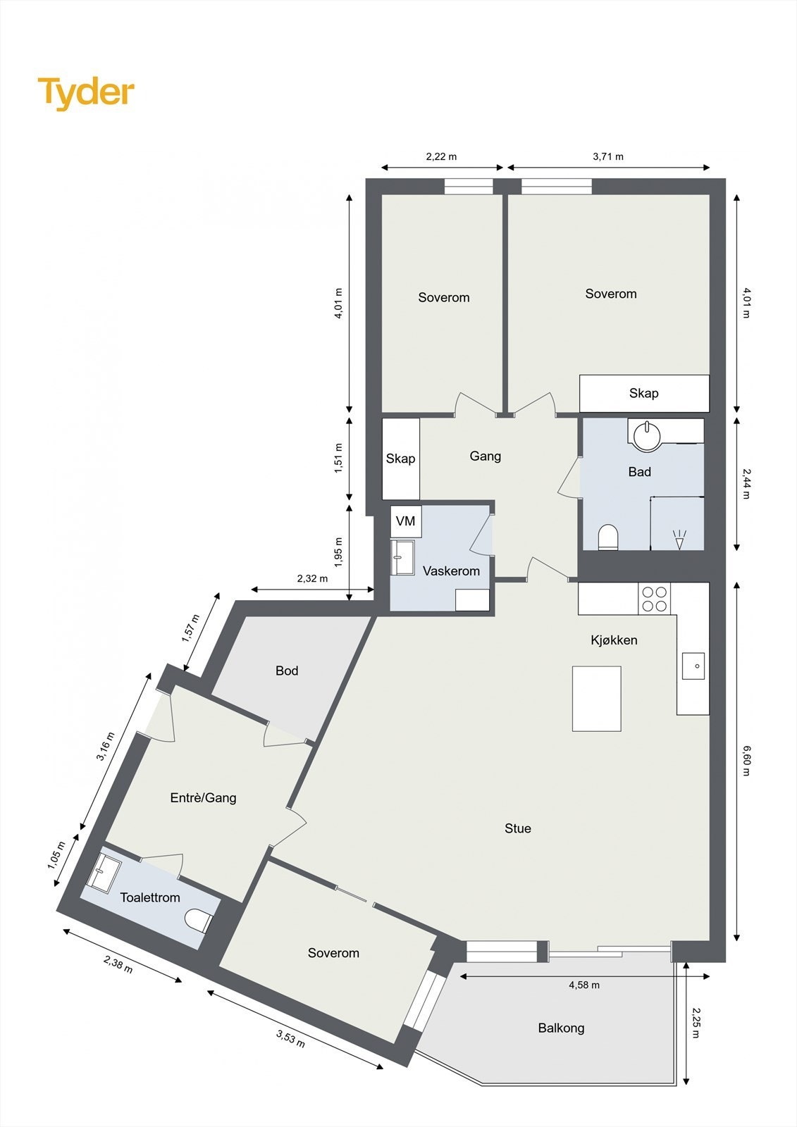 Gjennomgående og innholdsrik planløsning. Galleribilde