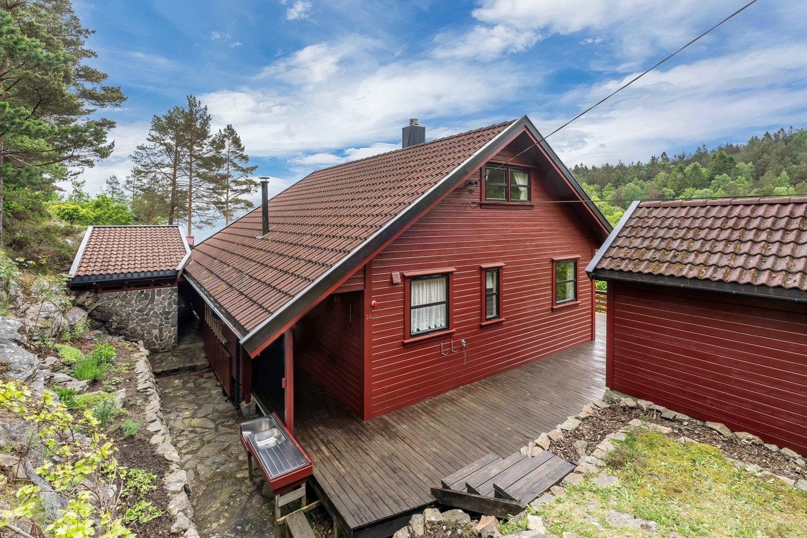 Overbygd inngangsparti med utevask. Galleribilde